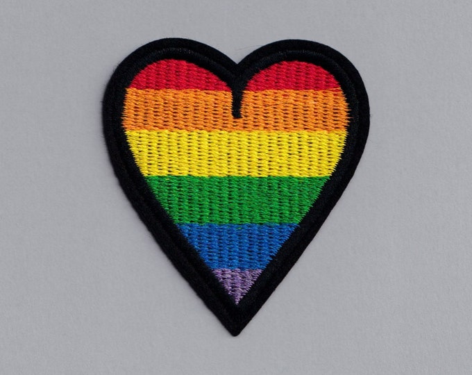 Rainbow Heart Patch Embroidered Iron-on Rainbow Flag NHS or Gay Pride Patch Applique