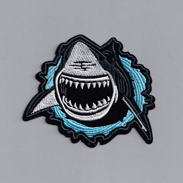 Great White Shark Patch Embroidered Iron-on Shark Teeth Patch Applique