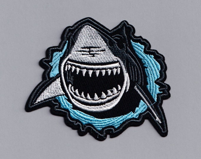 Great White Shark Patch Embroidered Iron-on Shark Teeth Patch Applique