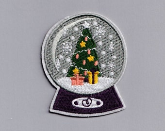 Christmas Snowglobe Patch Iron-on Embroidered Xmas Snow Globe Patches