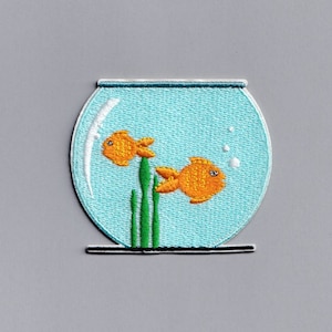 Goldfish Bowl Patch Embroidered Iron-on Fish Bowl Applique Patches