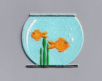 Goldfish Bowl Patch Embroidered Iron-on Fish Bowl Applique Patches
