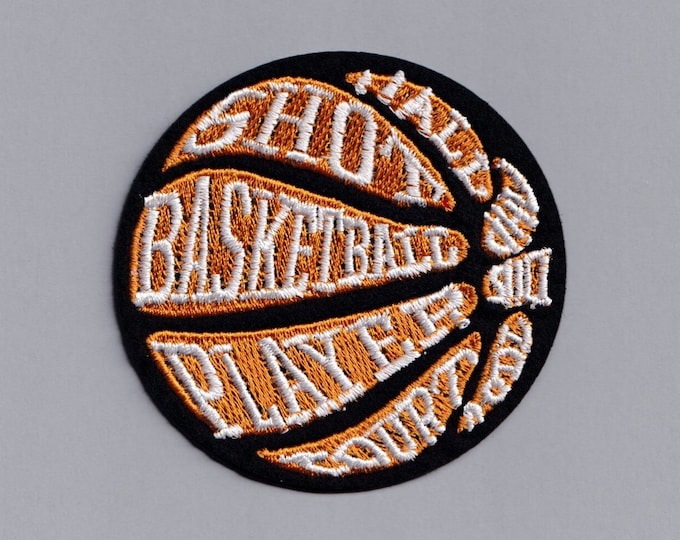 Orange Basketball Patch Applique Iron-on Embroidered Basketball Patches