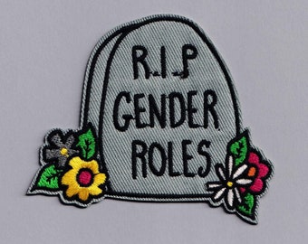 RIP Gender Roles Patch Iron-on Embroidered Feminist Gender Roles Patches