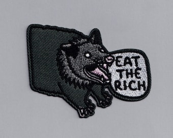 Eat The Rich Patch Embroidered Iron-on Rat Patch Applique Socialist