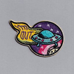 Embroidered Iron-on "I'm Out" UFO Patch Applique