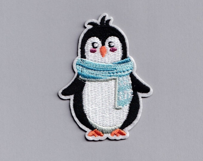 Embroidered Iron-on Winter Penguin Patch Applique Xmas Christmas