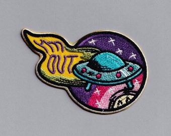 Embroidered Iron-on "I'm Out" UFO Patch Applique