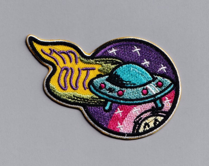 Embroidered Iron-on "I'm Out" UFO Patch Applique