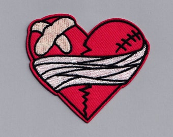 Embroidered Red Broken Heart Patch Applique