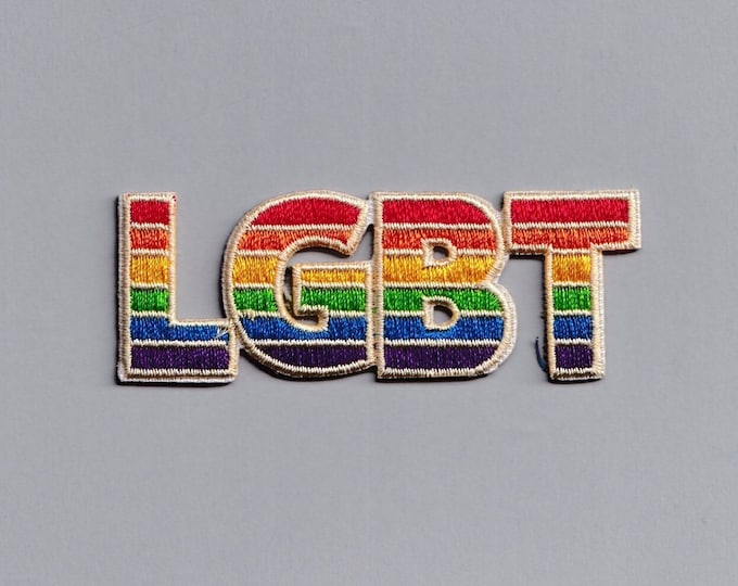 Embroidered Iron-on LGBT Word Rainbow Flag Patch Applique Gay Pride