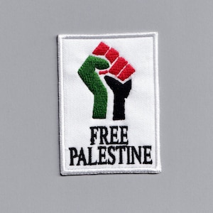 Rectangle Free Palestine Embroidered Patch Iron On Raised First Palestine Applique Patch Gaza