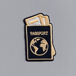 Embroidered Iron-on Black Passport Patch Applique Travel Backpacking Patch