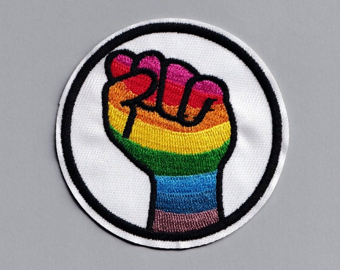 Gay Pride Rainbow Flag Patch Embroidered Raised Fist LGBTQ Patch Applique Gay Rights