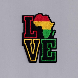 Parche Love Africa, parches bordados termoadhesivos con apliques de mapa de África