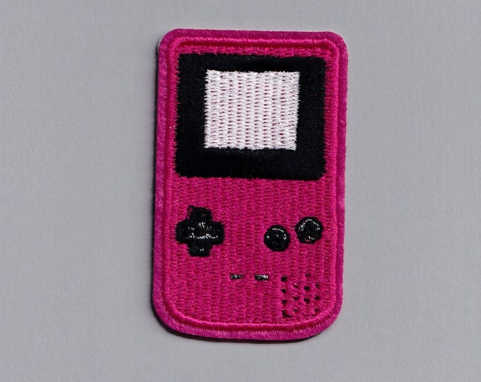 Embroidered Hot Pink Nintendo Gameboy Patch Retro Gameboy Classic Iron On Applique Patch Gamer