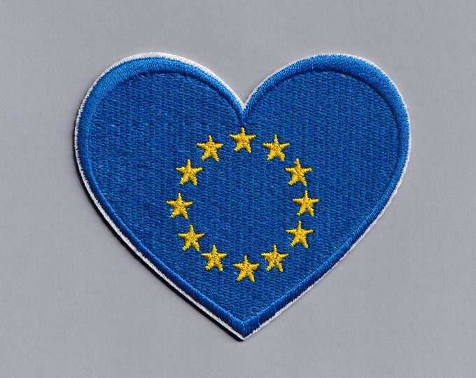Love EU Patch EU Flag Heart Patch Applique Remain European Union