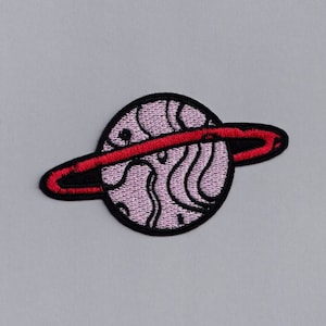 Pink Ringed Planet Patch Embroidered Iron-on Saturn Planet Kids Space Patches