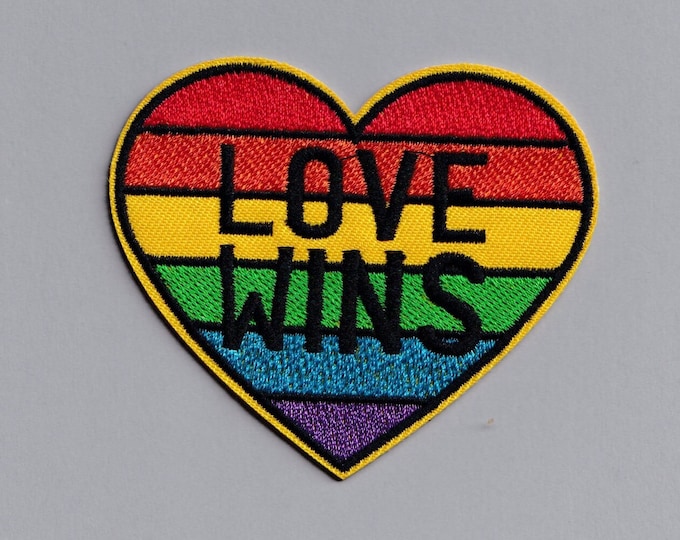 Love Wins Gay Pride Heart Patch LGBTQ Rainbow Flag Applique Badge Patch