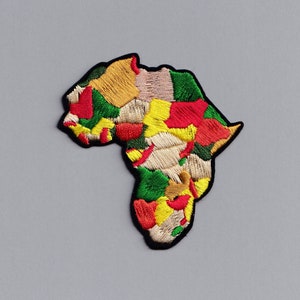 Hermoso parche bordado con mapa de África, parche termoadhesivo africano
