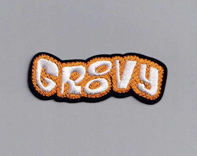 Embroidered Iron-on Groovy Patch Hippy 60s Word Applique