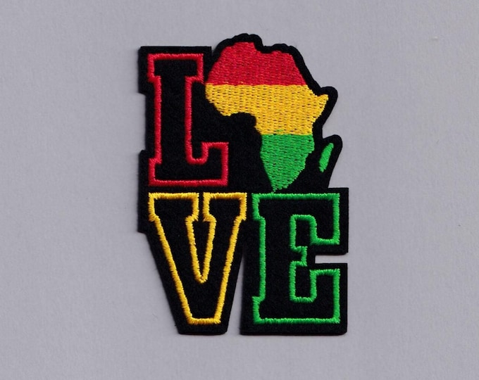 Love Africa Patch Iron-on Embroidered Africa Map Applique Patches