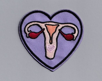 Purple Uterus Heart Patch Iron on Embroidered Feminist Ovaries Patches
