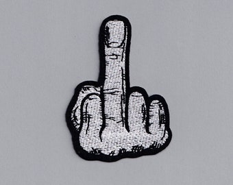 Middle Finger 'Up Yours' Embroidered Patch Iron On Applique Humorous