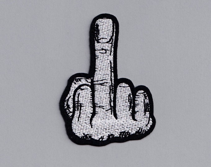Middle Finger 'Up Yours' Embroidered Patch Iron On Applique Humorous