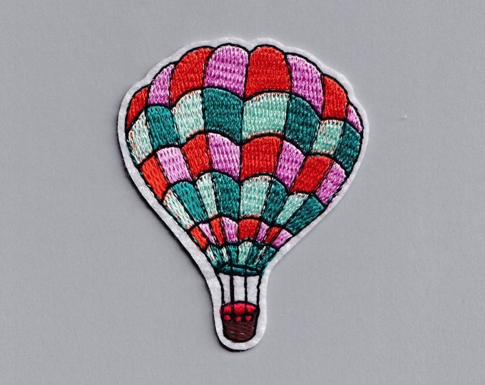 Colourful Hot Air Balloon Patch Applique Embroidered Iron on or Sew on Patch