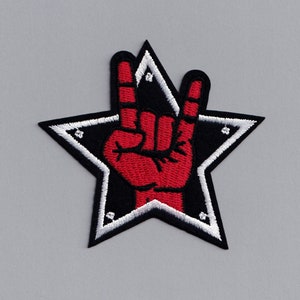 Sign of the Horn Rock Hand Embroidered Patch Iron On Sew On Heavy Metal