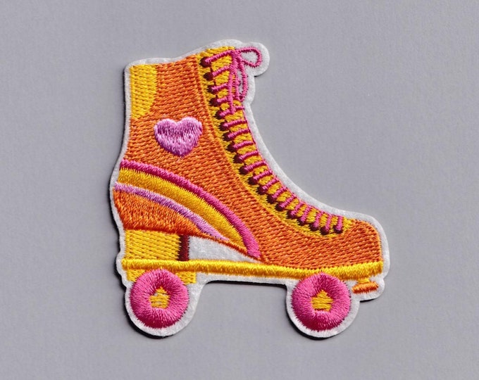 Orange Roller Skate Patch Iron-on Embroidered Roller Skating Applique Patches