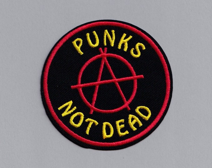 Iron on Punks Not Dead Anarchy Patch Embroidered Punk Anarchist Applique Patches