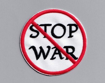 Parche termoadhesivo bordado contra la guerra Stop War, activista de protesta