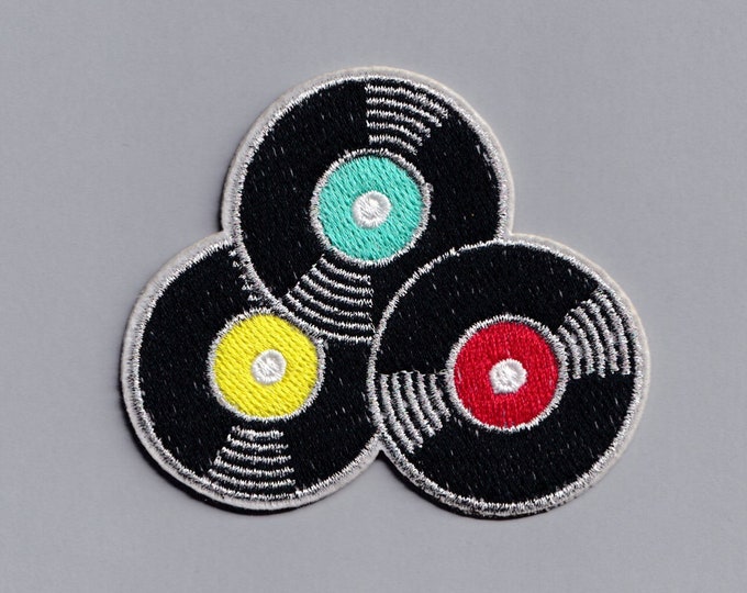 Vinyl Record Music Patch Applique Iron on Embroidered LP Vinyl Patches