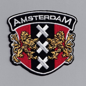 Embroidered Amsterdam City Crest Patch Holland Travel Emblem Applique Patch Backpacking