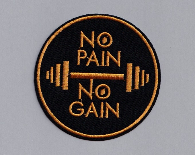 No Pain No Gain Patch Applique Iron-on Bodybuilding Weightlifting Patch