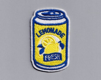 Embroidered Iron-on Lemonade Can Patch Applique Fizzy Drink Patches