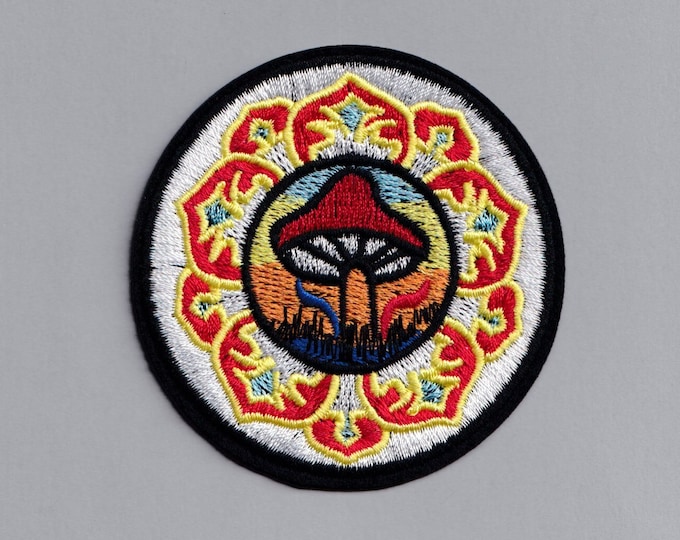 Embroidered Iron-on Magic Mushroom Patch Applique Hippy Psychedelic