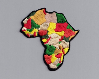 Beautiful Embroidered Africa Map Patch Iron-On African Applique Patch