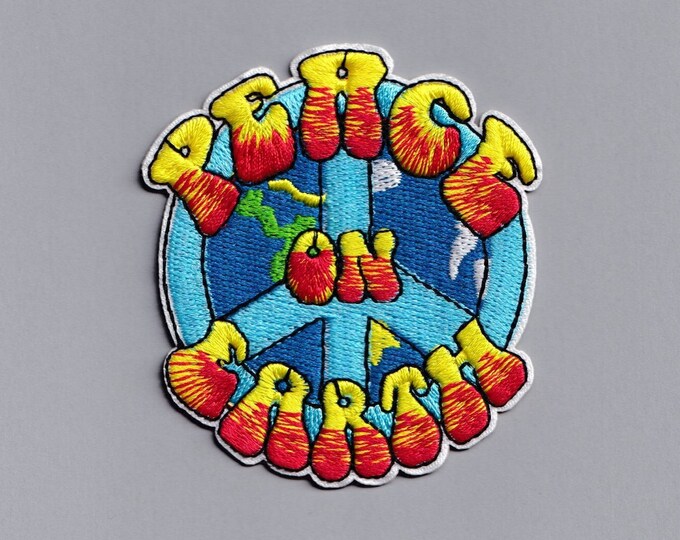 Embroidered Iron-on Peace on Earth Patch Hippy Peace Symbol Sign