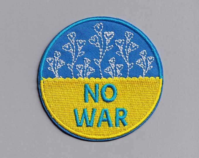 Embroidered Iron-on NO WAR Ukraine Flag Patch Applique Ukraine Solidarity Peace