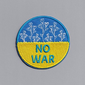 Embroidered Iron-on NO WAR Ukraine Flag Patch Applique Ukraine Solidarity Peace