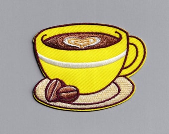 Embroidered Iron-on Coffee Cup Patch Applique Coffee Lovers Gift Latte Americano