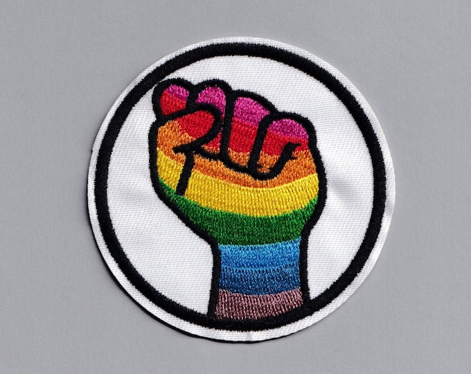 Gay Pride Rainbow Flag Patch Embroidered Raised Fist LGBTQ Patch Applique Gay Rights