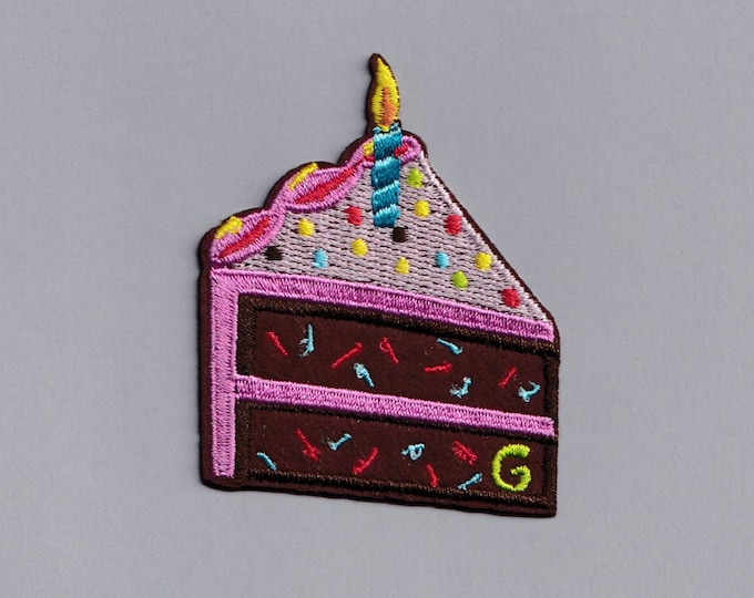 Embroidered Iron-on Birthday Cake Slice Patch Applique
