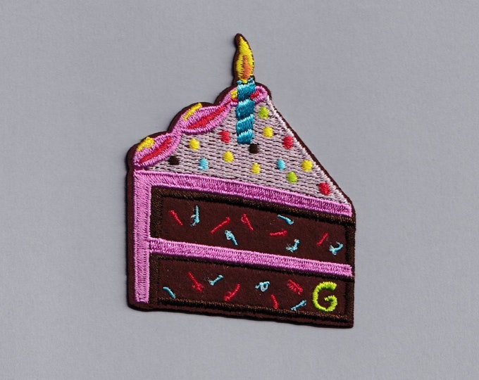 Embroidered Iron-on Birthday Cake Slice Patch Applique