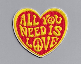 Embroidered Iron-on All You Need Is Love Patch Applique Hippy Sixties
