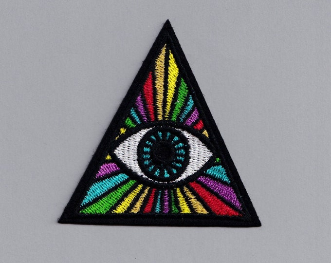 All Seeing Eye Iron On Patch Embroidered Third Eye Triangle Evil Eye Illuminati Applique