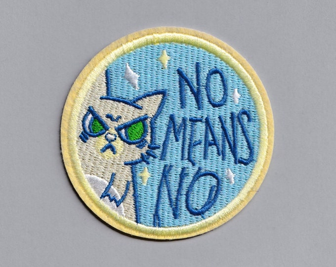 Embroidered No Means No Patch Feminist Womens Rights Applique Patch